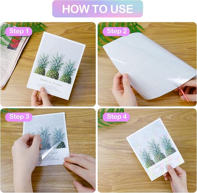 36 Sheets Holographic Sticker Paper Transparent Holographic Laminate Sheets - Image 5