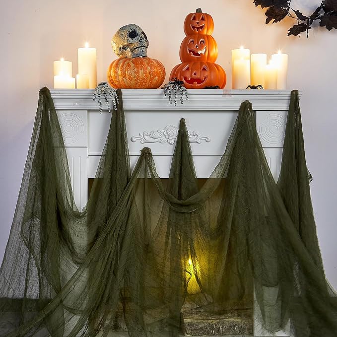 Boao Halloween Cheese cloth 70.87 x 196.85 Inch Military Green Cheesecloth Roll - Image 4