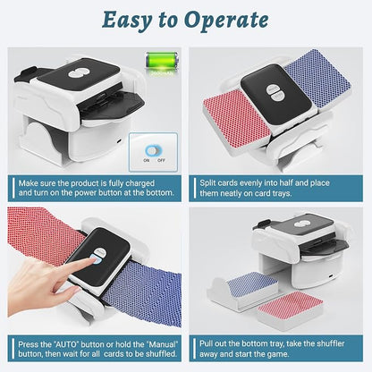 Automatic Card Shuffler 2 Deck, Rechargeable Playing Cards Shuffling Machine - Image 4