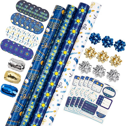 WRAPAHOLIC Hanukkah Wrapping Paper Set by WRAPAHOLIC