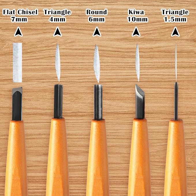 WILLBOND 5 Pcs Linocut Carving Tools Set Linoleum Hand Carving Tools Wood - Image 3