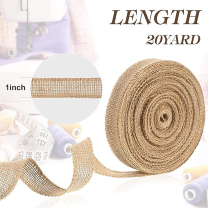 20 Yard 1 Inches Burlap Ribbon Wide Jute Ribbon Natural Burlap Fabric Roll - Image 2