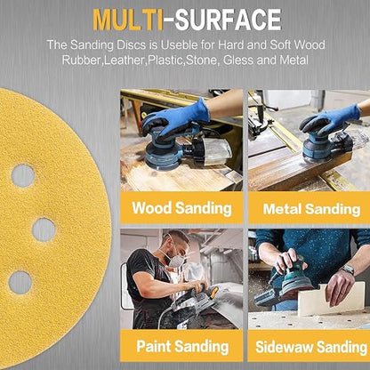 100PCS 5 Inch 8 Hole Sanding Discs 120 Grit - Image 6