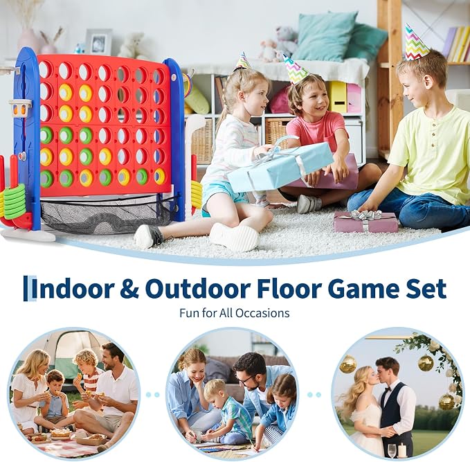 Giant 4 in a Row Game, Adjustable Height Board Jumbo 4-in-a-Row Game - Image 9