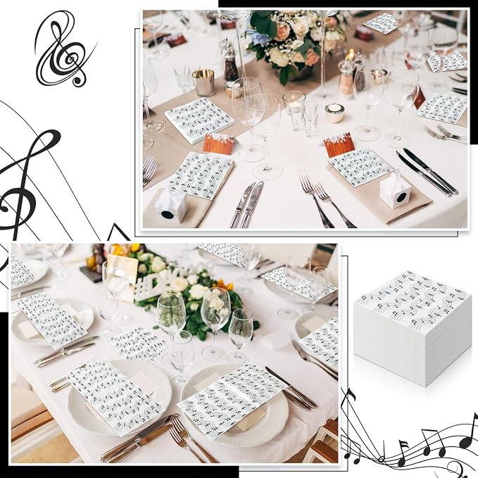 60 Pcs Music Note Cocktail Paper Napkins 6.5 x 6.5 Inches Disposable Paper - Image 7