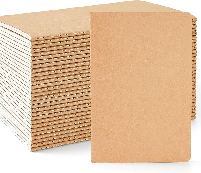 feela 30 Pack Blank Kraft Notebooks, Unlined Sketchbook Note Pad Travel Journal by feela