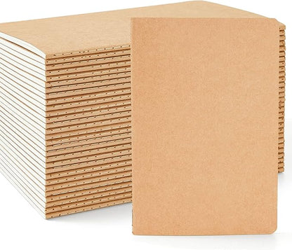 feela 30 Pack Blank Kraft Notebooks, Unlined Sketchbook Note Pad Travel Journal by feela