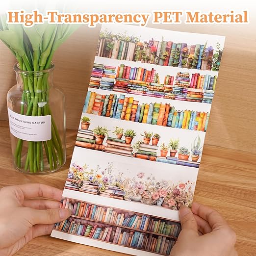 6 Rolls PET Tape Stickers for Journaling, Book-Themed Washi Tape Set, Butterfly - Image 4