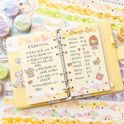 8 Rolls Washi Tape Set, Dream Clouds Gold Foil Decorative Tape, Decorative - Image 3