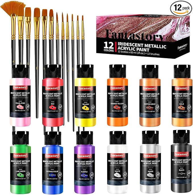 Fantastory Metallic Iridescent Acrylic Paint Set by Fantastory
