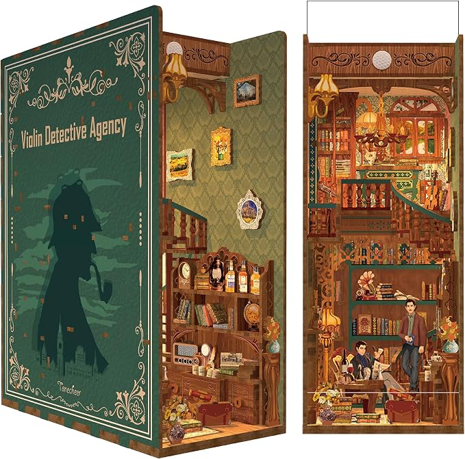 Tonecheer DIY Book Nook Kit for Adults, Wooden 3D Puzzle Bookend Bookshelf by Tonecheer