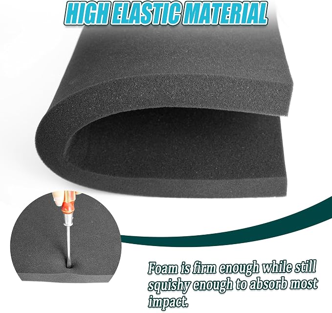 2 PCS Black Foam Padding- 16x12x1 Inch Polyurethane High Density Foam Cuttable - Image 3