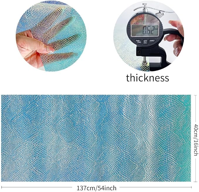 ONEART | Iridescent Transparent Embossed Vinyl Holographic Blue Clear PVC Vinyl - Image 4