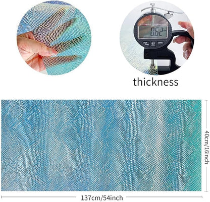 ONEART | Iridescent Transparent Embossed Vinyl Holographic Blue Clear PVC Vinyl - Image 4