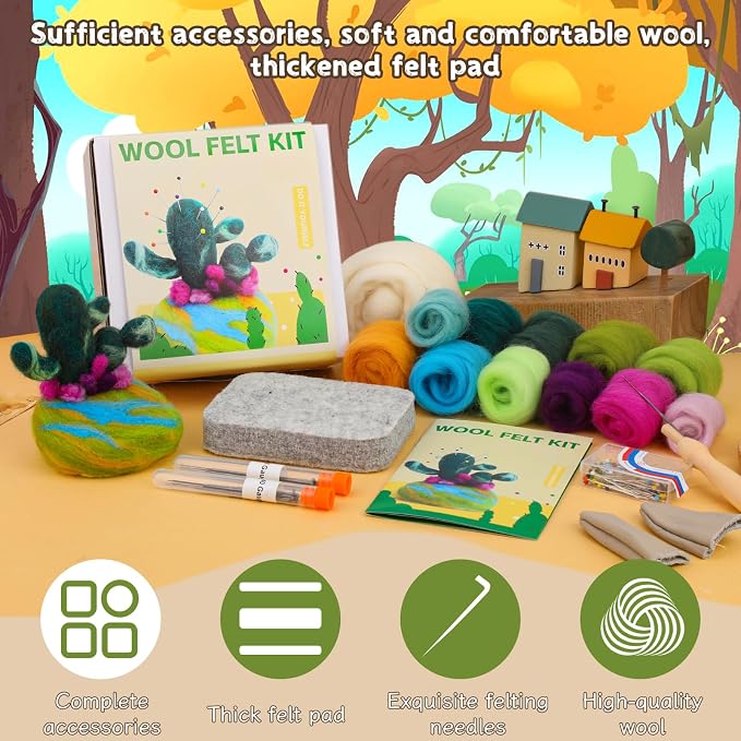 Yizzvb Needle Felting Kit for Beginners Adults, Complete Plant Wool Felting Set - Image 3