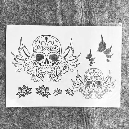 TIAMECH A4 Reusable Flying Skull Wings Stencil - Image 3