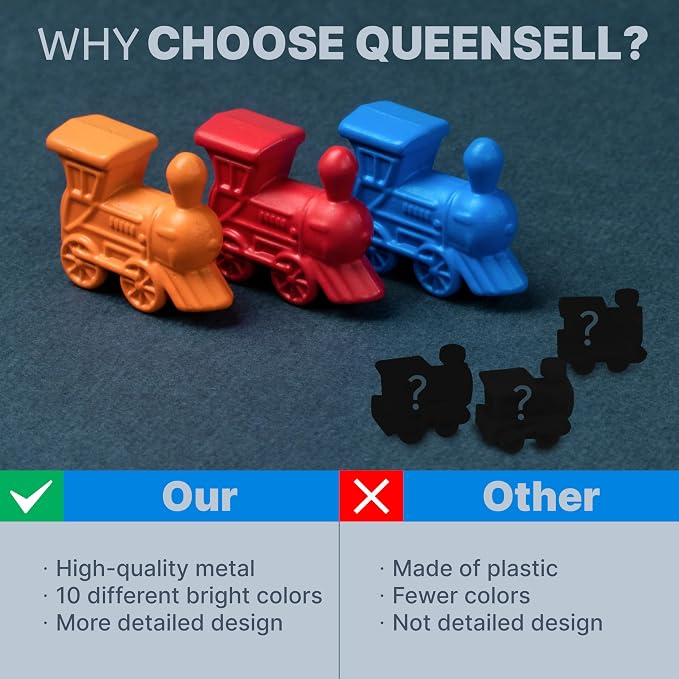 Queensell Set of 10 Metal Mexican Train Trains – Mexican Train Accessories - Image 3