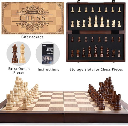 AMEROUS 15'' Magnetic Wooden Chess Set - Image 8