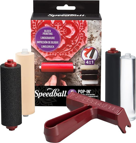 Speedball Pop-in 4" Roller Brayer Kit, Hard Rubber & Acrylic by SpeedballArt