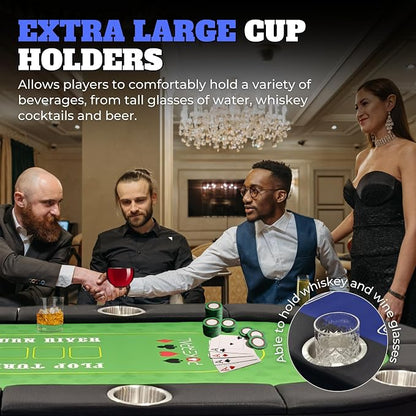 8 Player Poker Table with 2 Interchangeable Game mats, Texas Holdem Poker and - Image 4