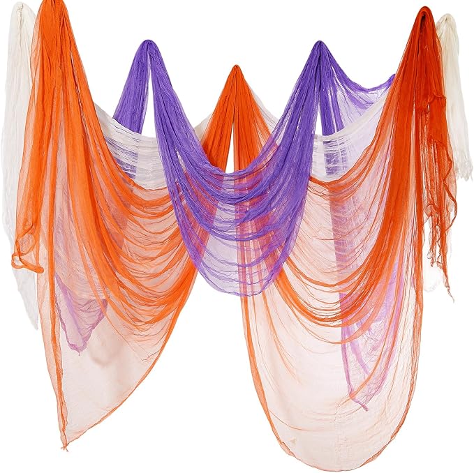 Boao Halloween Cheese cloth 84.65 x 590.55 Inch White Orange and Purple by Boao