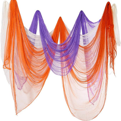 Boao Halloween Cheese cloth 84.65 x 590.55 Inch White Orange and Purple by Boao