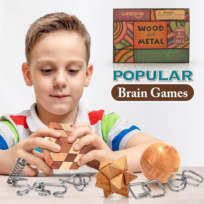 Brain Teaser Wooden Metal Puzzles - Image 5