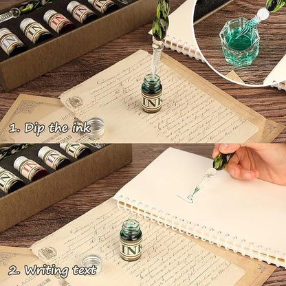 Mancola Glass Dipped Crystal Calligraphy Pen Set - Image 6
