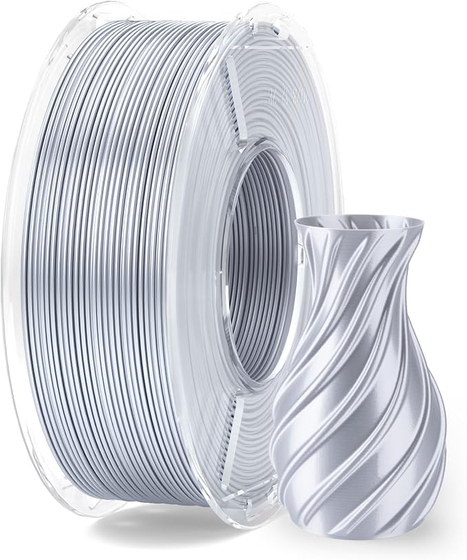 ELEGOO Silk PLA Filament 1.75mm Silver Grey 250g, Shiny 3D Printer Filament by ELEGOO