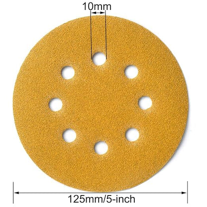 5-Inch 8-Hole Hook and Loop Sanding Discs 120-Grit Random Orbit Sandpaper - Image 6