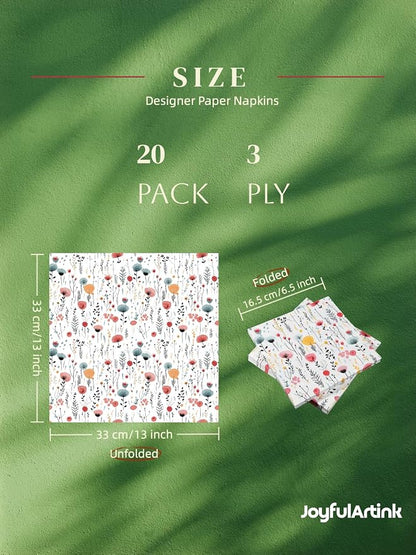 20 pcs Premium Designer Paper Napkins, 3-Ply 6.5x6.5-inches Disposable - Image 6