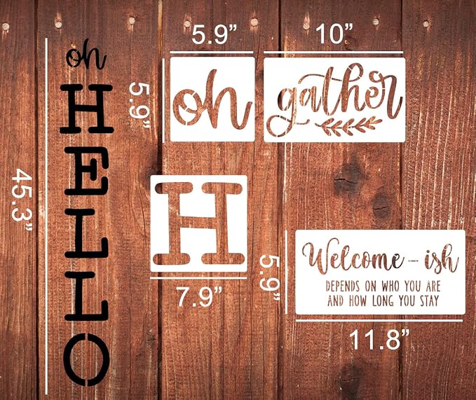 Welcome Stencils for Painting 12” Oh Hello Stencils Welcome-ish Stencil Gather - Image 2