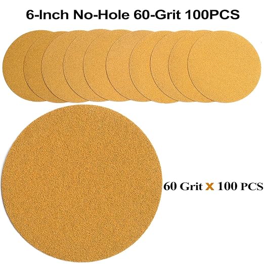 6-Inch No-Hole Hook and Loop Sanding Discs 60-Grit, Random Orbital Sandpaper - Image 2