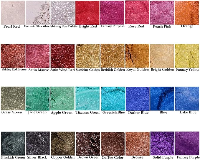 SEISSO Mica Powder for Epoxy Resin, 32 Colors, 0.18 oz Bottles Mica Pigment - Image 2