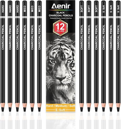 Charcoal Pencils for drawing, Charcoal Drawing Pencils, Art Supplies for Artist by Aenir