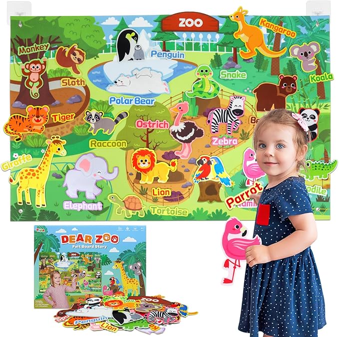 Taika 43x28 inch Zoo Animals Felt Story Board Set, Thicker Flannel Board by Unknown