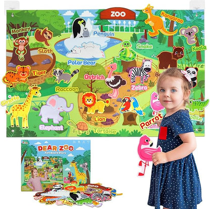 Taika 43x28 inch Zoo Animals Felt Story Board Set, Thicker Flannel Board by Unknown
