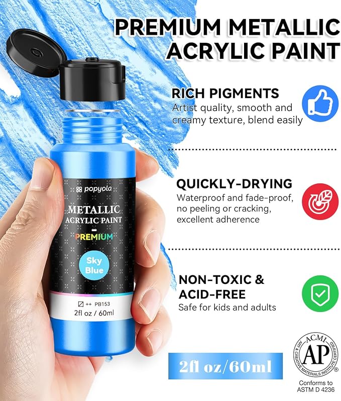 64 PCS Metallic Acrylic Paint Set - Image 7