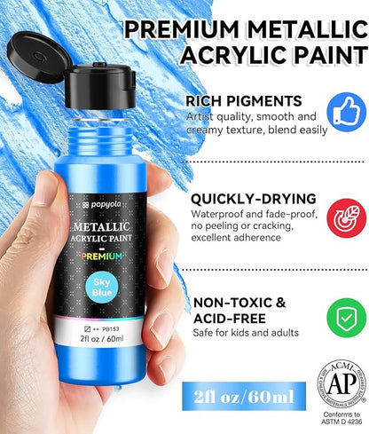 64 PCS Metallic Acrylic Paint Set - Image 7