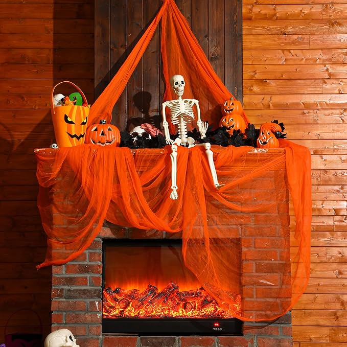 Boao Halloween Cheese cloth 85 x 197 Inch Orange Cheesecloth Roll - Image 4