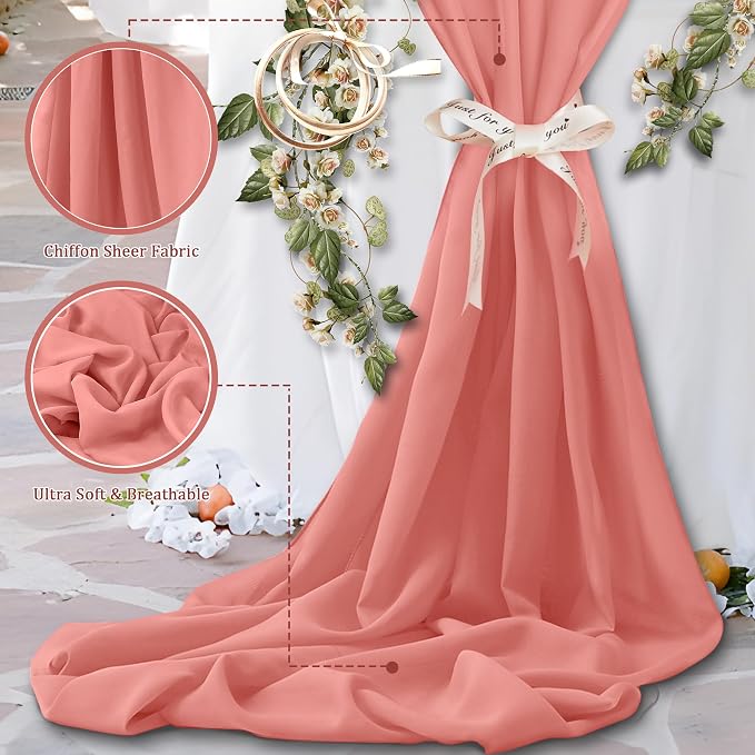 Horbaunal Rose Gold Chiffon Fabric by The Yard, 1 Yard Continuous Sheer Fabric - Image 3