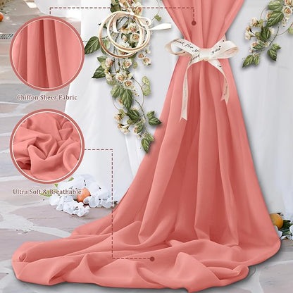 Horbaunal Rose Gold Chiffon Fabric by The Yard, 1 Yard Continuous Sheer Fabric - Image 3