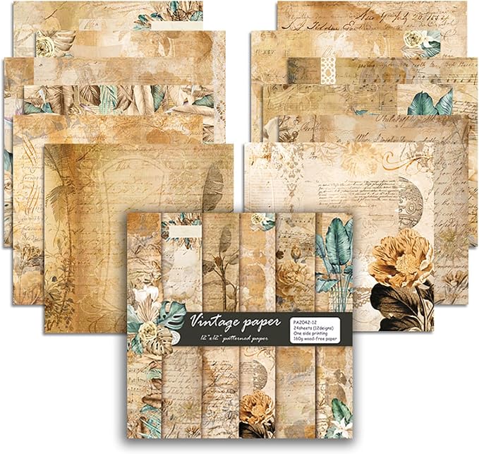 YASMEN Scrapbook Paper Pad 12x12, Vintage Patterned Cardstock, Single-Sided - Image 7