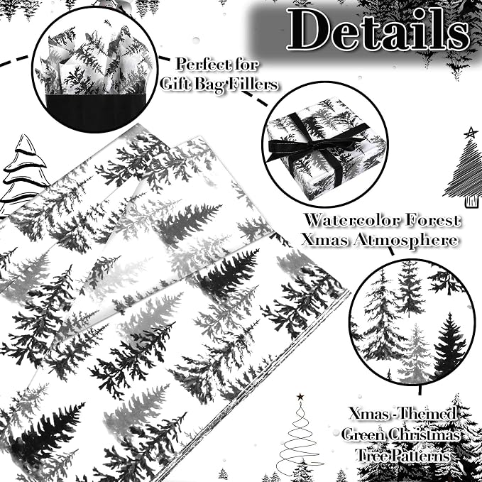 100 Sheets Christmas Tree Tissue Paper, 20x14in Forest Style Wrapping Tissue - Image 3