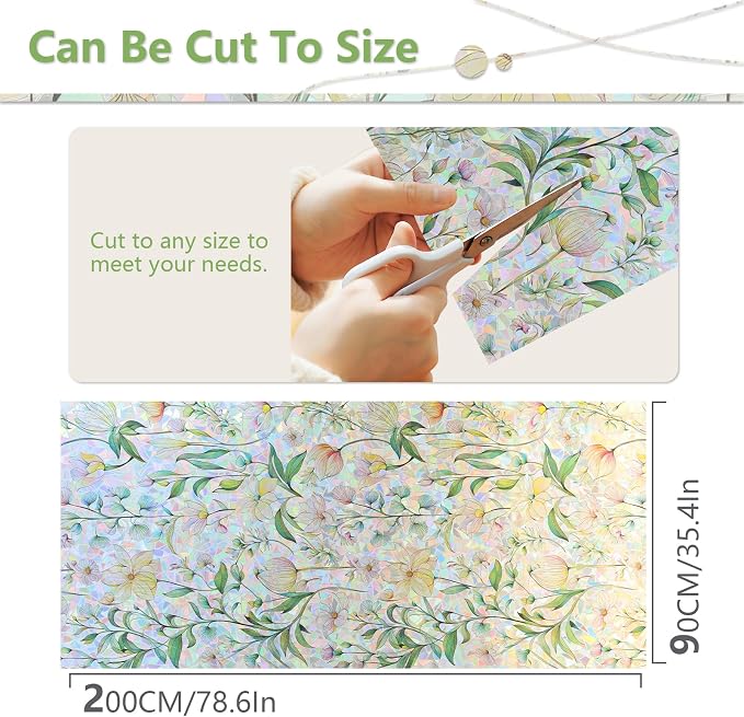 FINNEZ Window Privacy Film Stain Glass Film Flowers Rainbow Window Film Window - Image 6