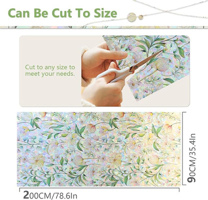 FINNEZ Window Privacy Film Stain Glass Film Flowers Rainbow Window Film Window - Image 6