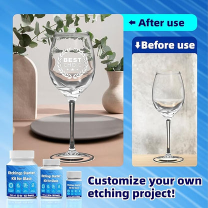 2.8 oz Glassware Etching Kit Creates Permanent Etched Patterns, Etch Starter Kit - Image 4