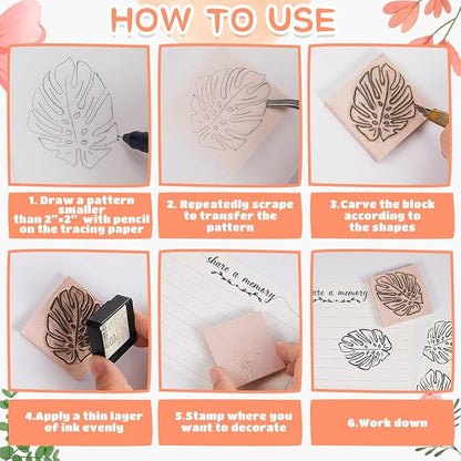 Frienda 12 Pcs 2" X 2" Rubber Carving Blocks Linoleum Blocks - Image 4