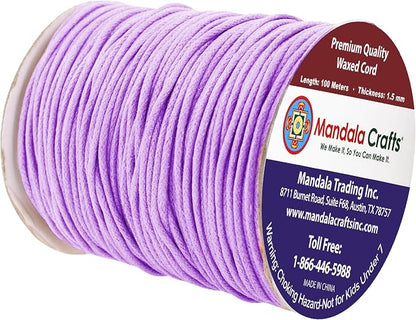 Mandala Crafts 1.5mm 109 Yards Lilac Cotton Waxed Cord - Image 2