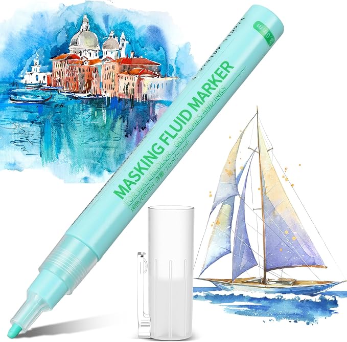 2 Pcs Masking Fluid Pen for Watercolor Painting, Capacity - Image 7